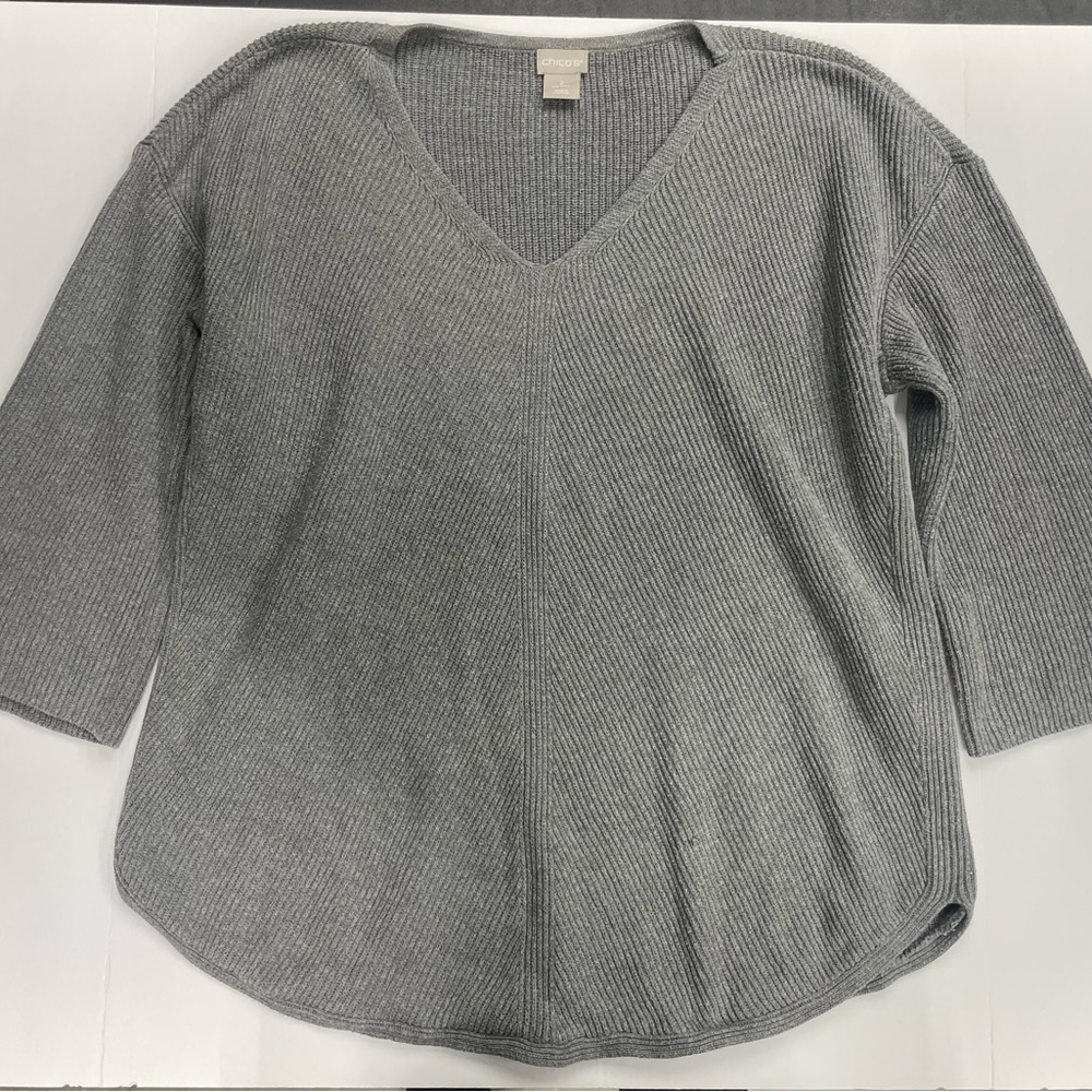 Chico's Gray V-Neck Sweater